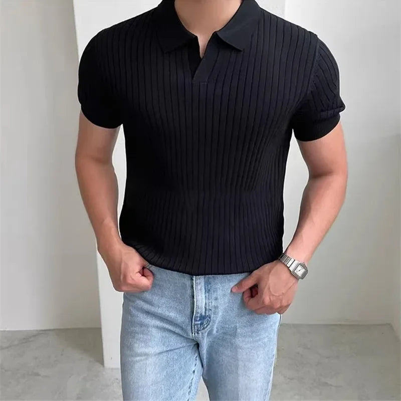 Camisa Polo Masculina Slim Fit - Listrada, Decote em V, Estilo Casual para o Verão