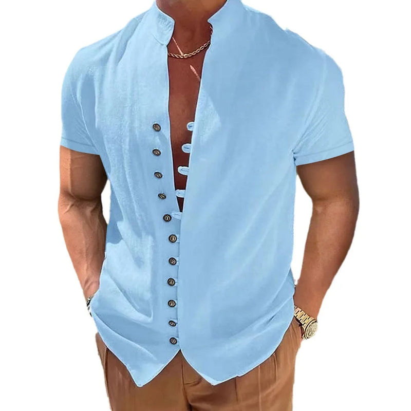 Camisa Masculina de Cânhamo Vintage