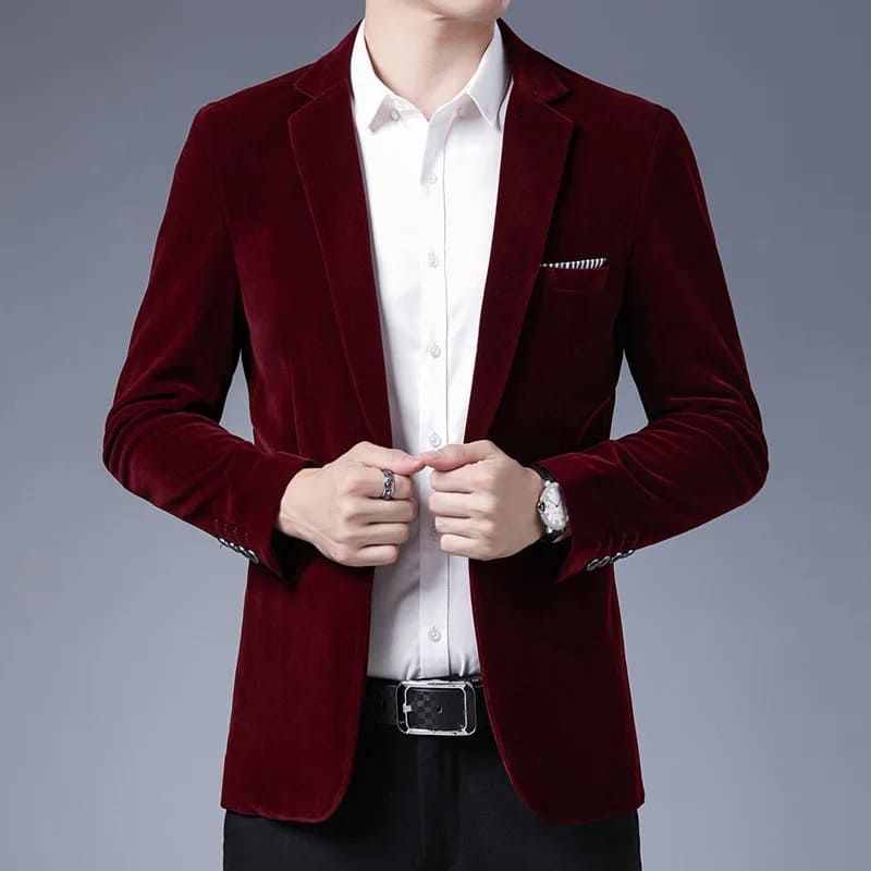 Blazer Masculino Aveludado Vermelho